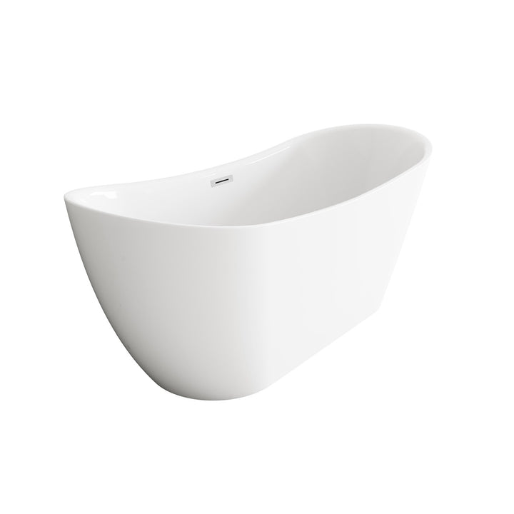 67 Inch Bathtub In Glossy White With Chrome Trim - View 4 - Joshua Marshal