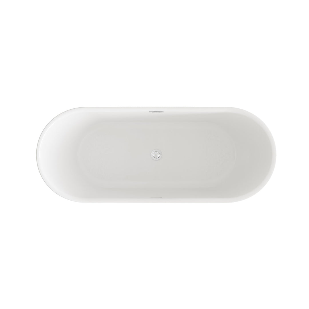 67 Inch Bathtub In Glossy White With Chrome Trim - View 5 - Joshua Marshal