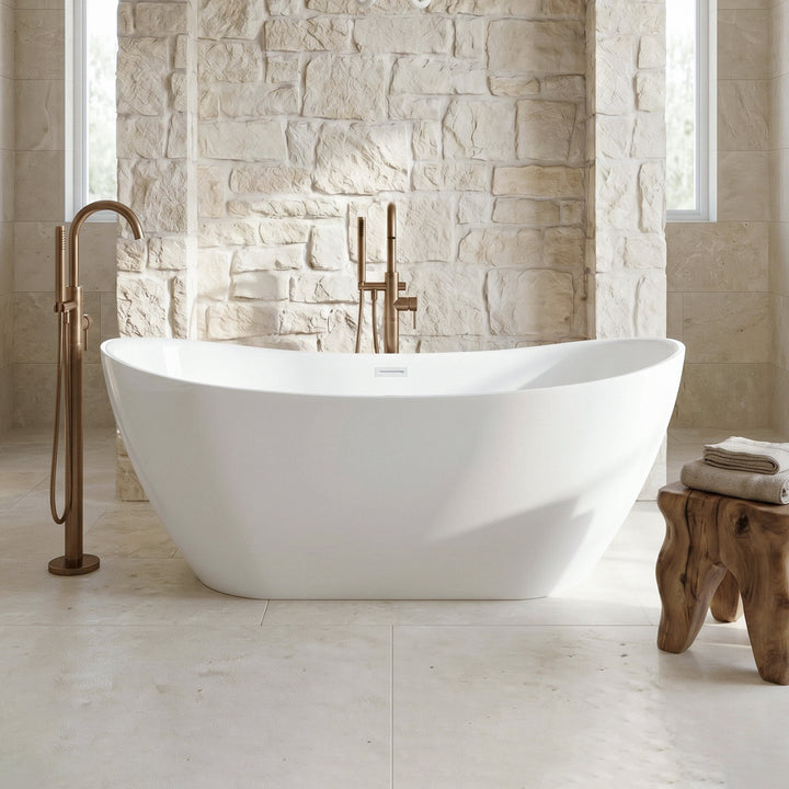 67 Inch Bathtub In Glossy White With Polished White Trim Glossy White Finish - KITCHEN & BATH by Joshua Marshal