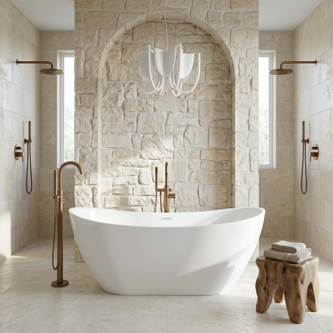 67 Inch Bathtub In Glossy White With Polished White Trim - View 2 - Joshua Marshal