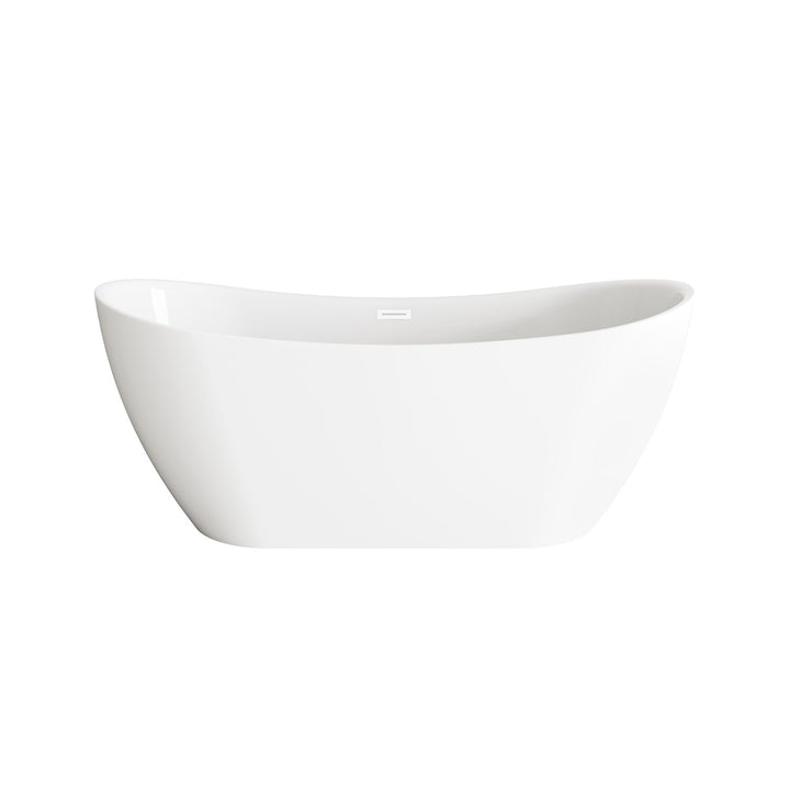 67 Inch Bathtub In Glossy White With Polished White Trim - View 3 - Joshua Marshal