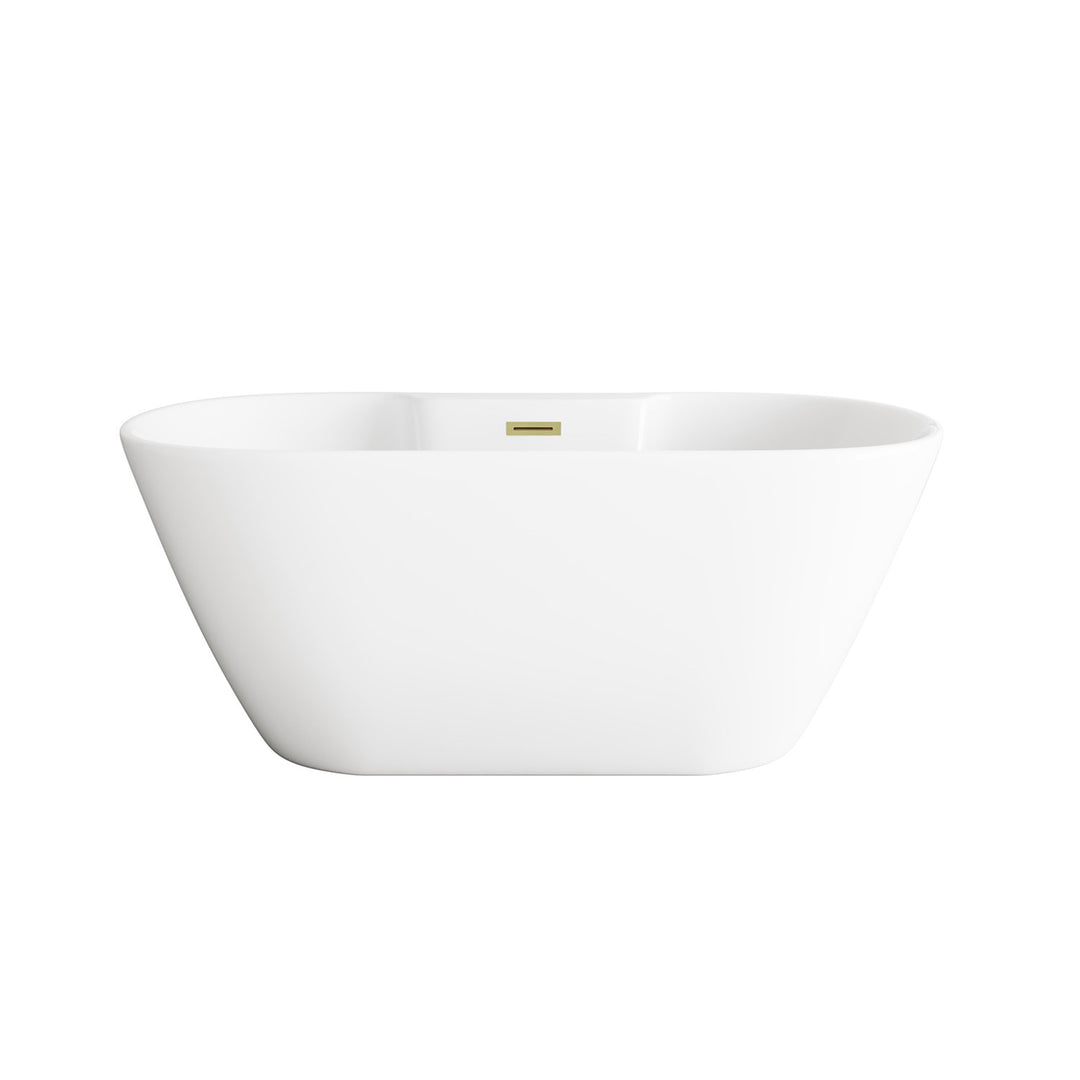 59 Inch Bathtub In Glossy White With Brushed Gold Trim - View 3 - Joshua Marshal