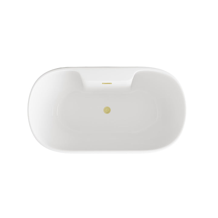 59 Inch Bathtub In Glossy White With Brushed Gold Trim - View 5 - Joshua Marshal