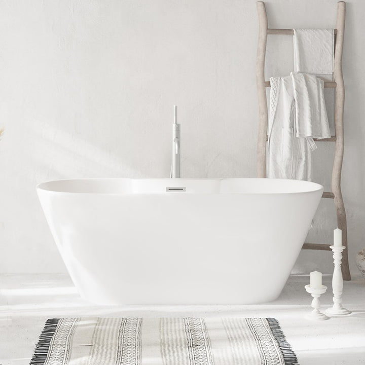 59 Inch Bathtub In Glossy White With Brushed Nickel Trim Glossy White Finish - KITCHEN & BATH by Joshua Marshal