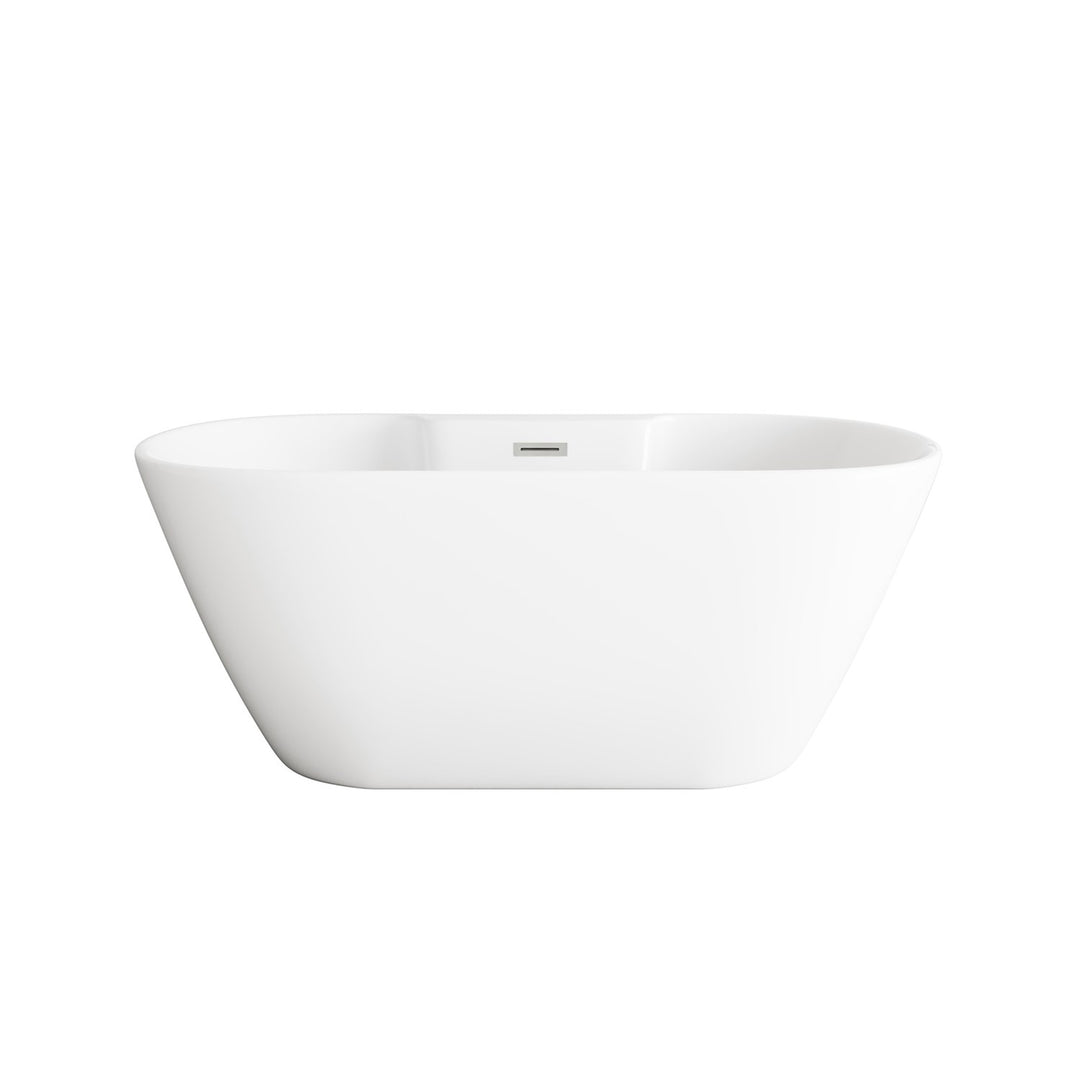 59 Inch Bathtub In Glossy White With Brushed Nickel Trim - View 3 - Joshua Marshal