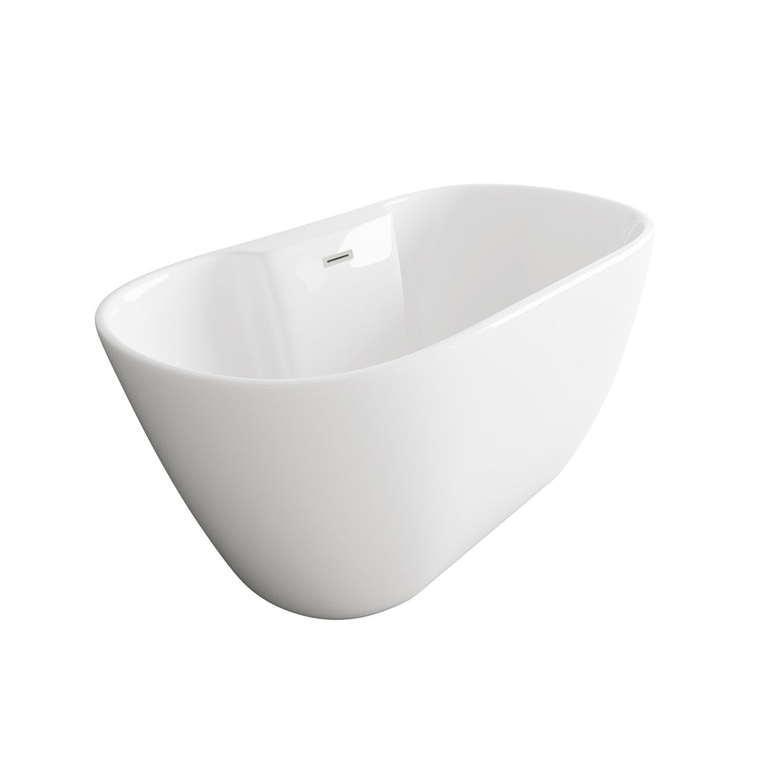 59 Inch Bathtub In Glossy White With Brushed Nickel Trim - View 4 - Joshua Marshal