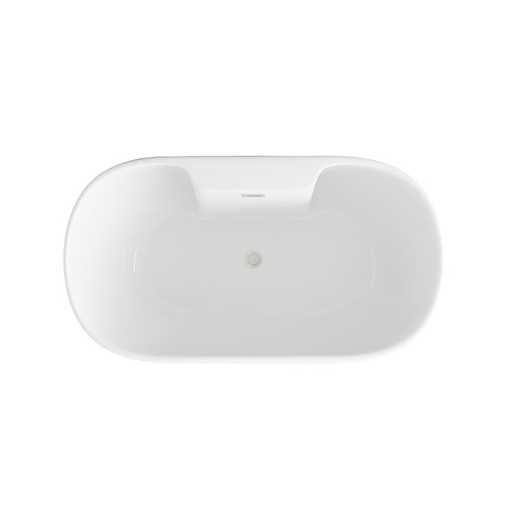 59 Inch Bathtub In Glossy White With Brushed Nickel Trim - View 5 - Joshua Marshal