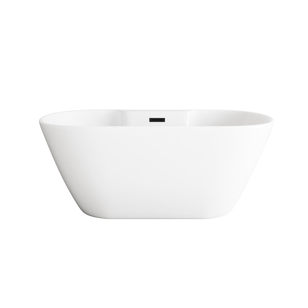 59 Inch Bathtub In Glossy White With Matte Black Trim - View 3 - Joshua Marshal