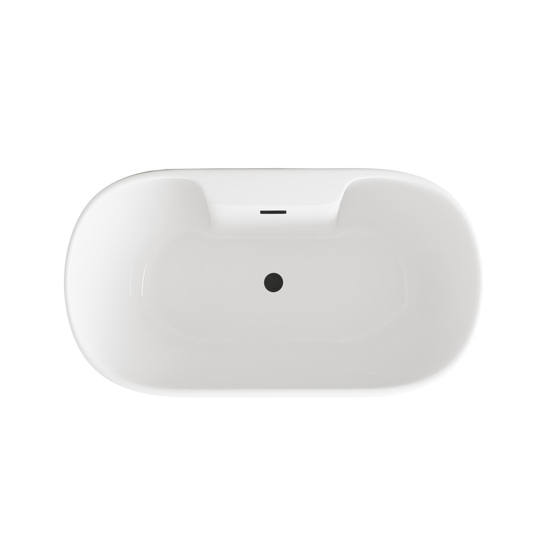 59 Inch Bathtub In Glossy White With Matte Black Trim - View 5 - Joshua Marshal