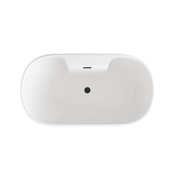 59 Inch Bathtub In Glossy White With Matte Black Trim - View 5 - Joshua Marshal