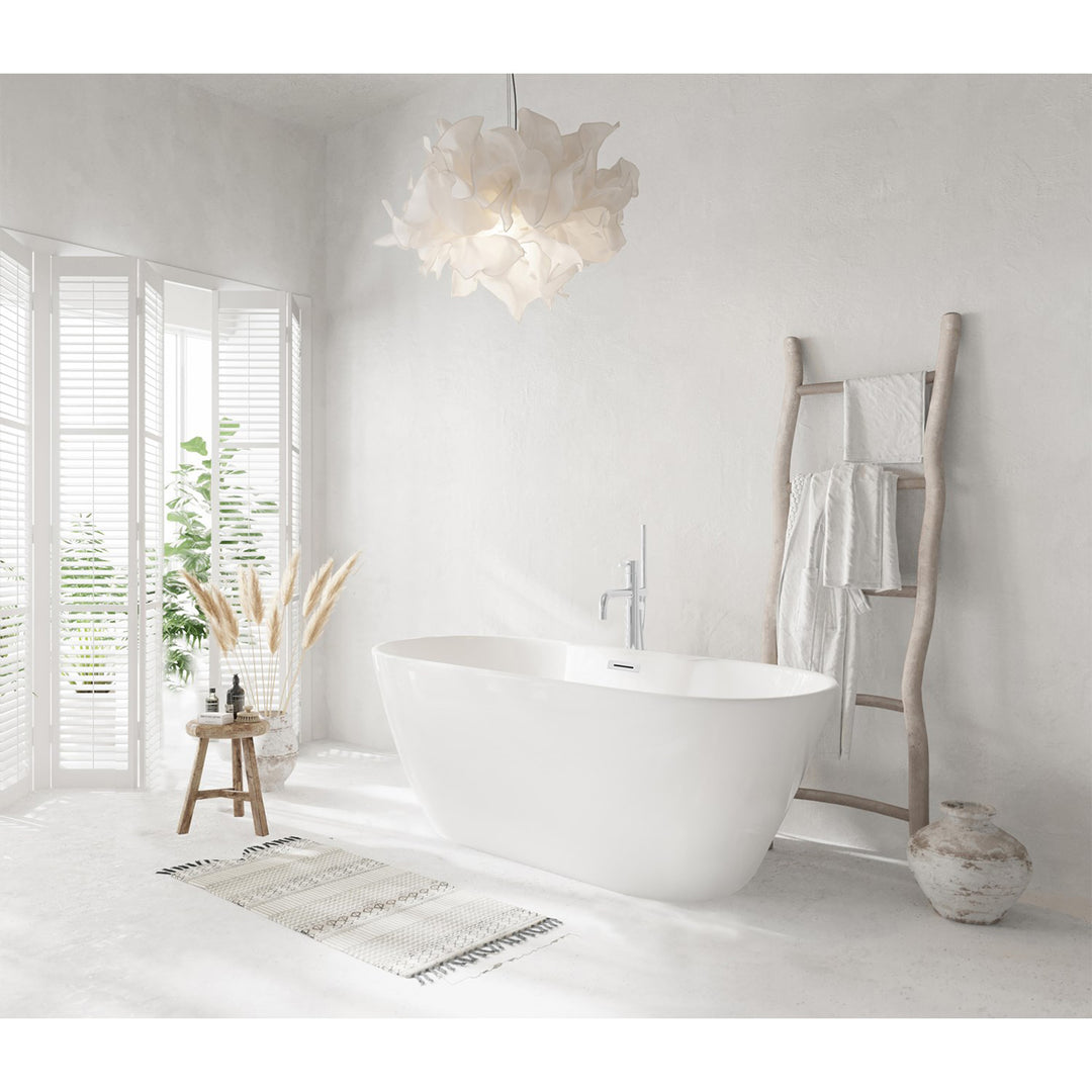 59 Inch Bathtub In Glossy White With Chrome Trim - View 2 - Joshua Marshal