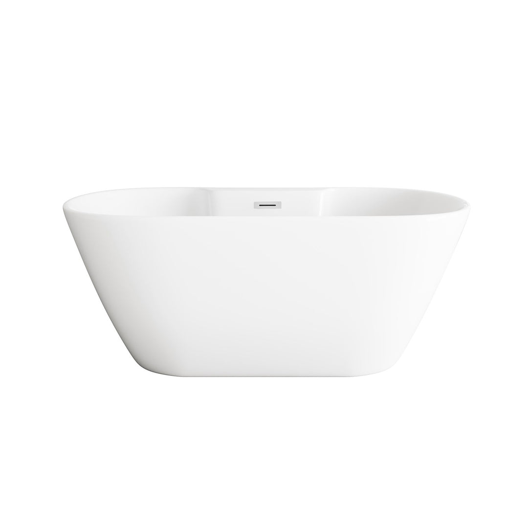 59 Inch Bathtub In Glossy White With Chrome Trim - View 3 - Joshua Marshal