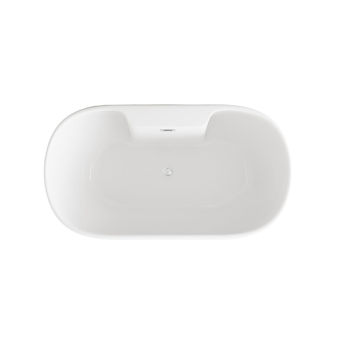 59 Inch Bathtub In Glossy White With Chrome Trim - View 5 - Joshua Marshal