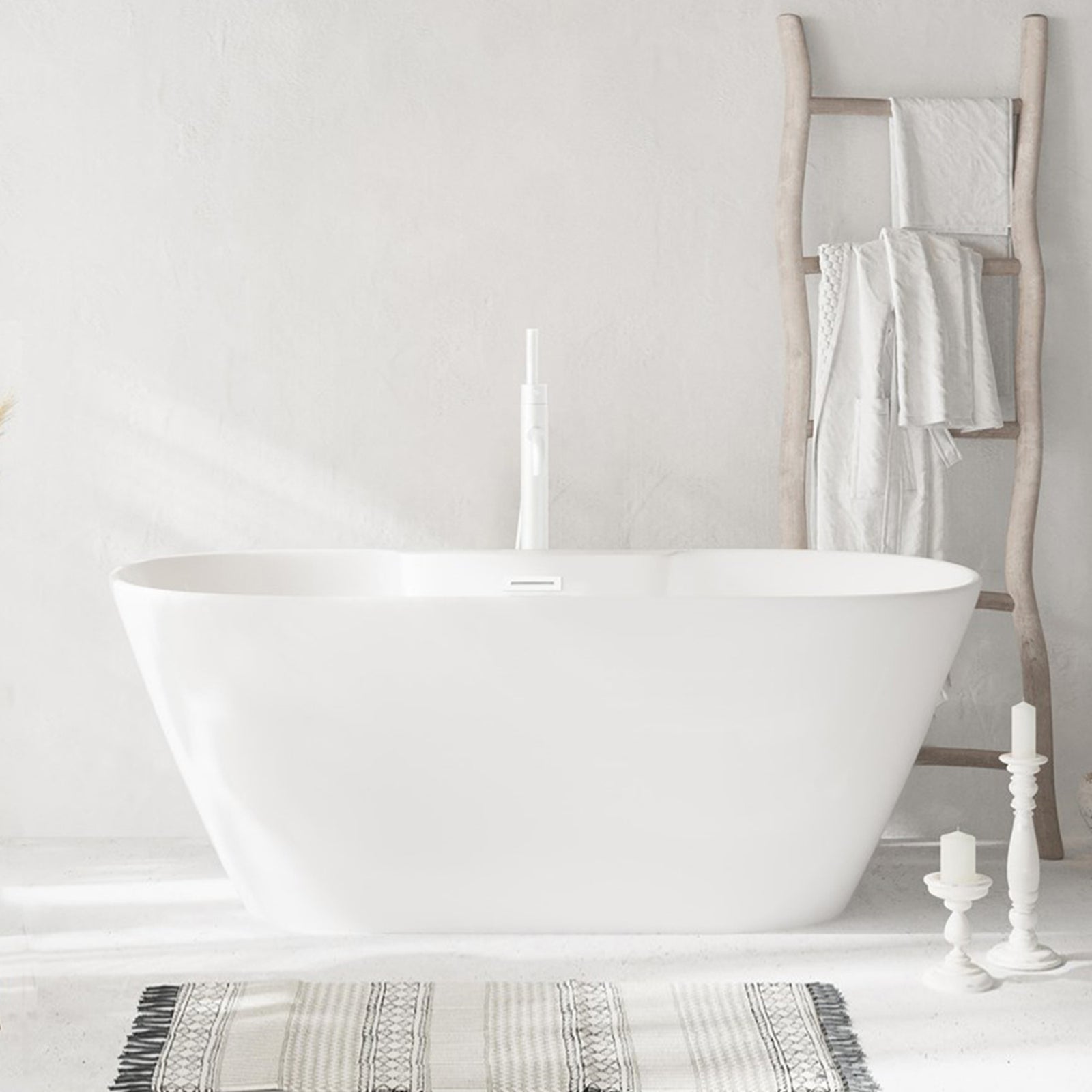 59 Inch Bathtub In Glossy White With Polished White Trim Glossy White Finish - KITCHEN & BATH by Joshua Marshal