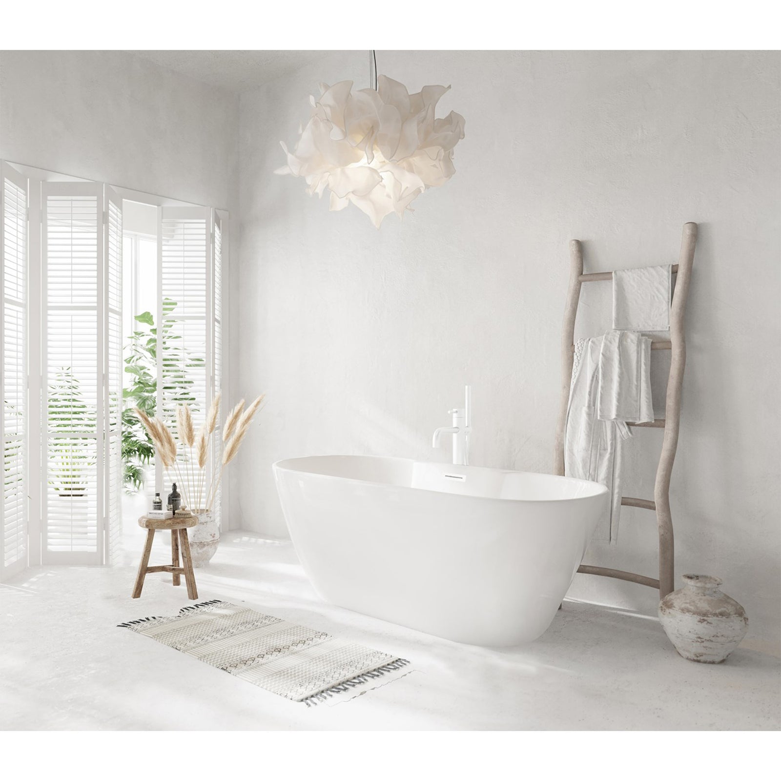 59 Inch Bathtub In Glossy White With Polished White Trim - View 2 - Joshua Marshal