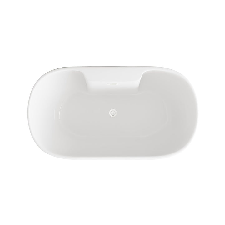59 Inch Bathtub In Glossy White With Polished White Trim - View 5 - Joshua Marshal