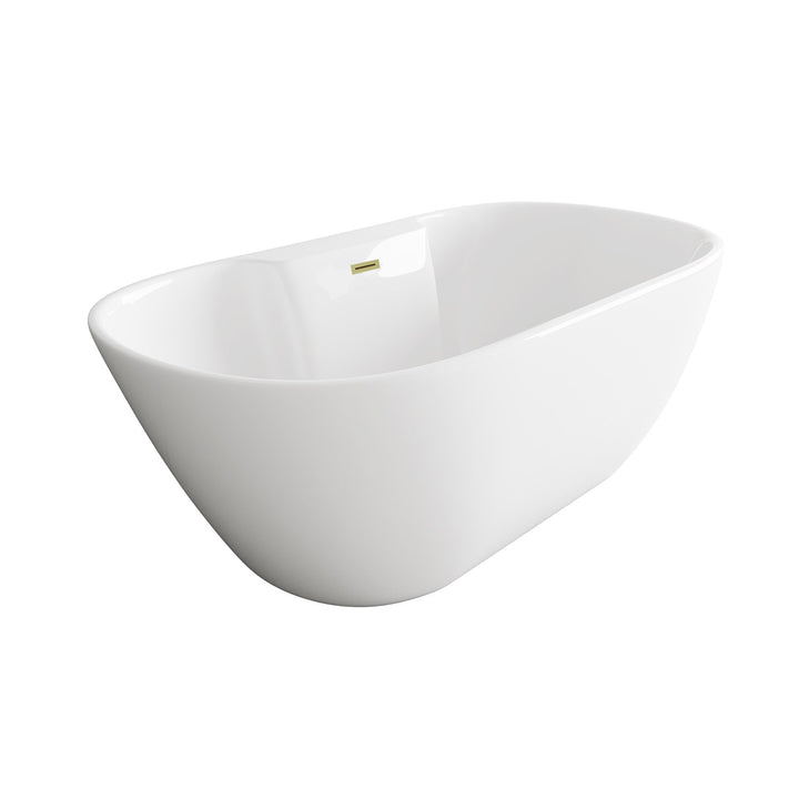 67 Inch Bathtub In Glossy White With Brushed Gold Trim - View 4 - Joshua Marshal