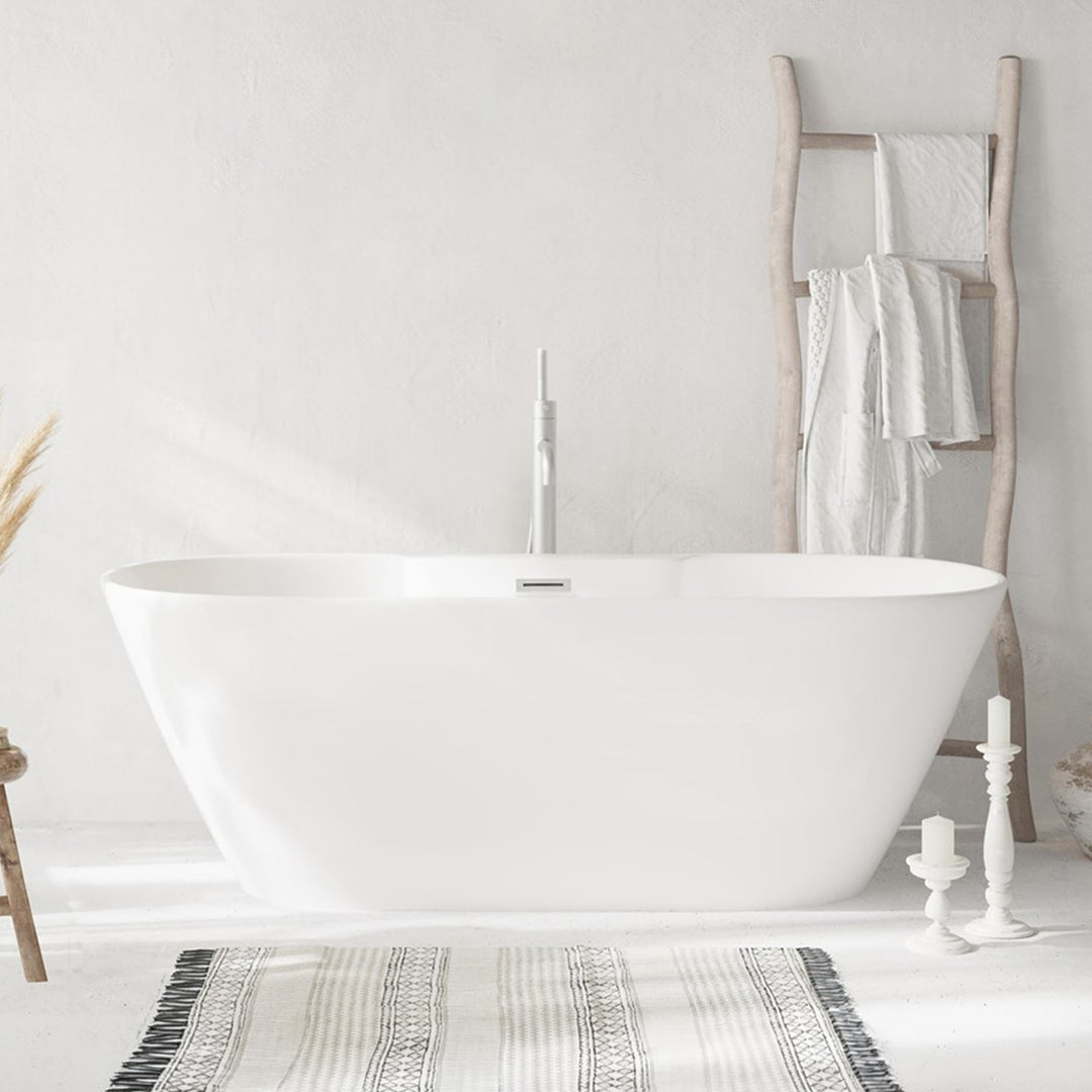 67 Inch Bathtub In Glossy White With Brushed Nickel Trim Glossy White Finish - KITCHEN & BATH by Joshua Marshal