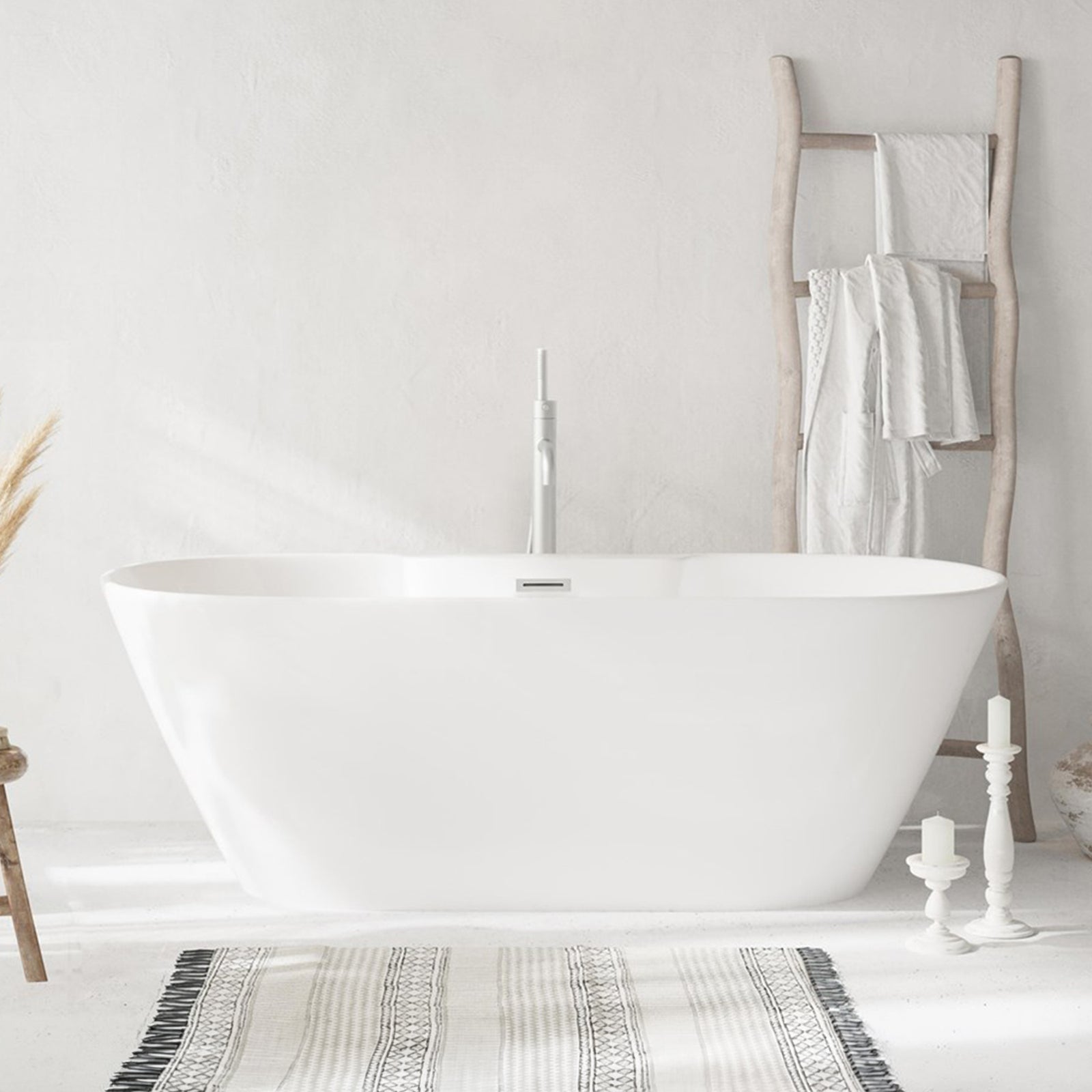 67 Inch Bathtub In Glossy White With Brushed Nickel Trim Glossy White Finish - KITCHEN & BATH by Joshua Marshal