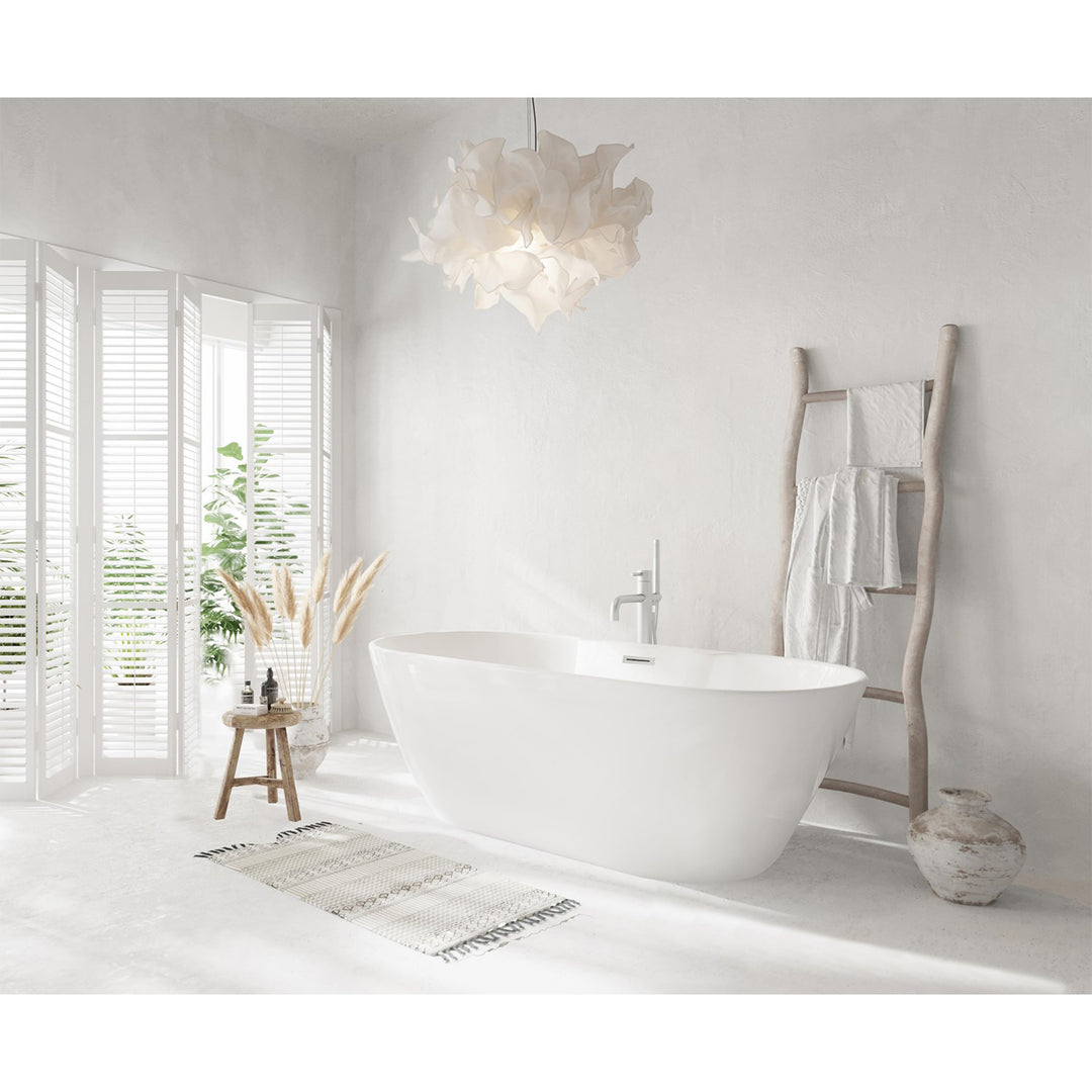 67 Inch Bathtub In Glossy White With Brushed Nickel Trim - View 2 - Joshua Marshal