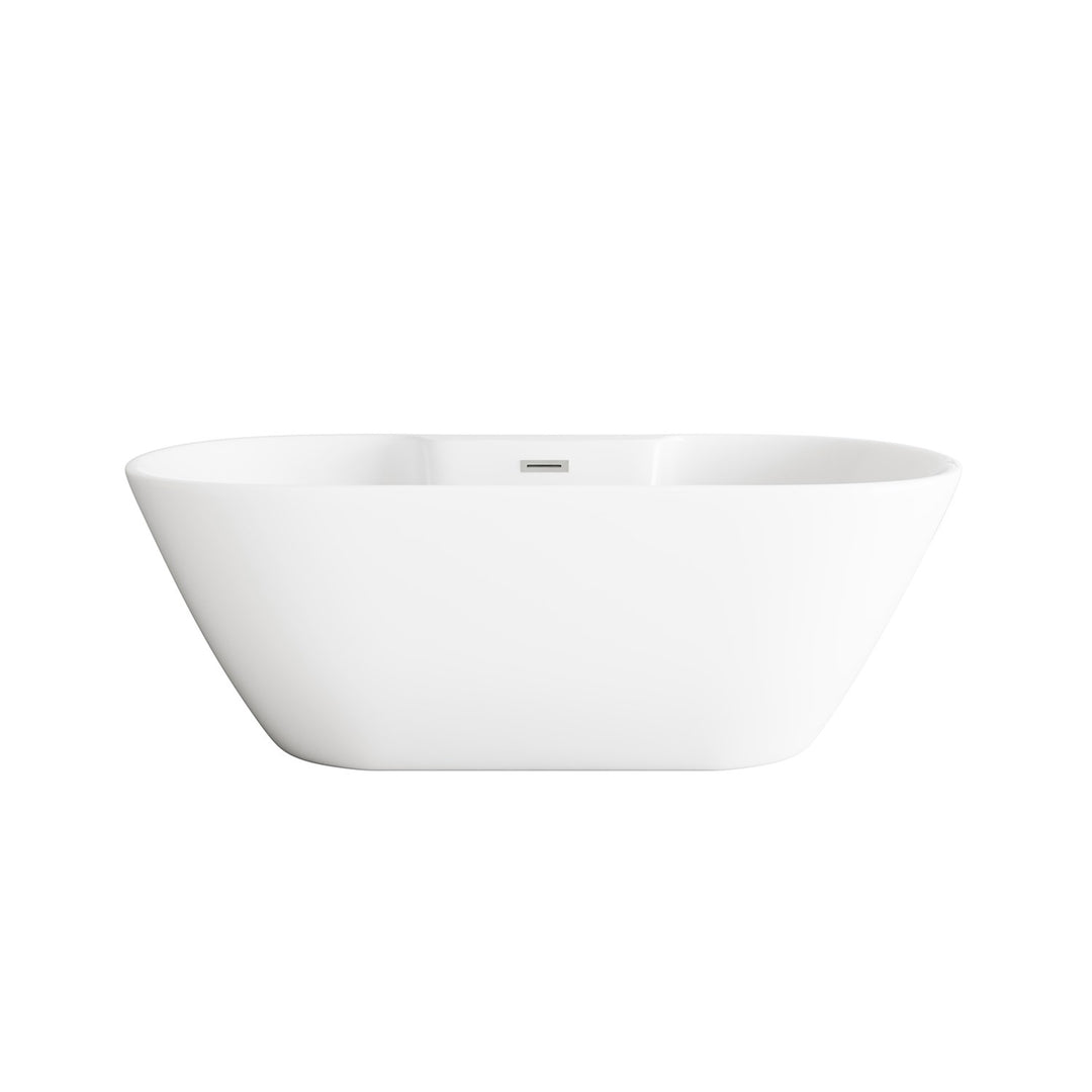 67 Inch Bathtub In Glossy White With Brushed Nickel Trim - View 3 - Joshua Marshal