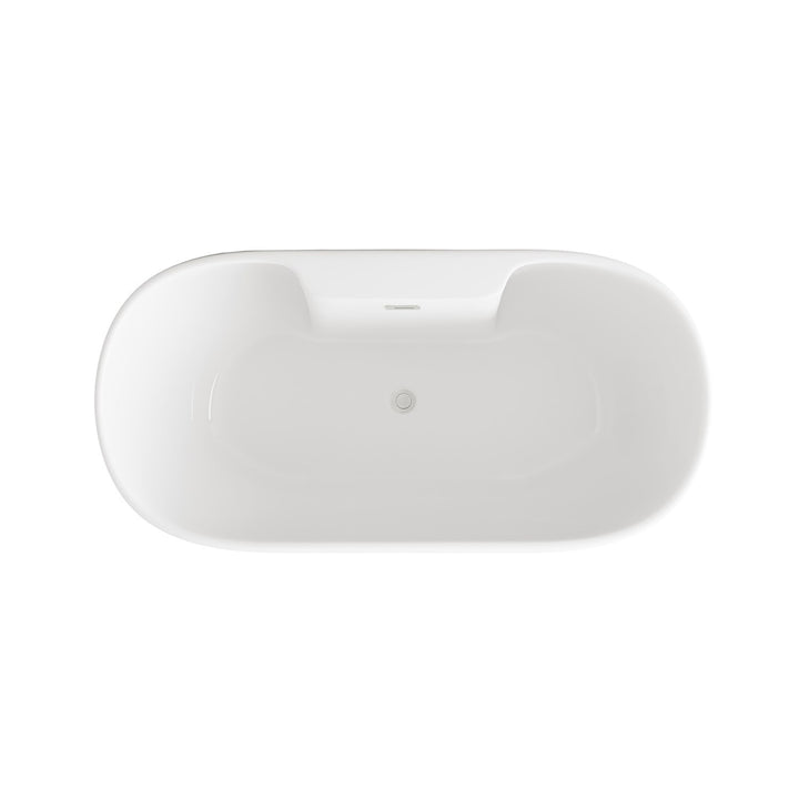 67 Inch Bathtub In Glossy White With Brushed Nickel Trim - View 5 - Joshua Marshal