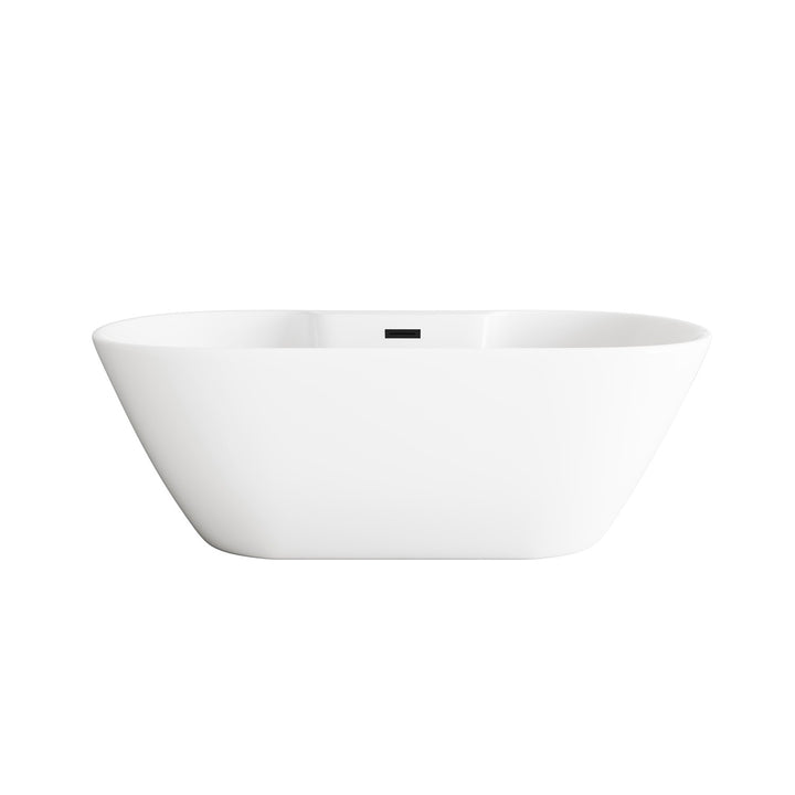 67 Inch Bathtub In Glossy White With Matte Black Trim - View 3 - Joshua Marshal