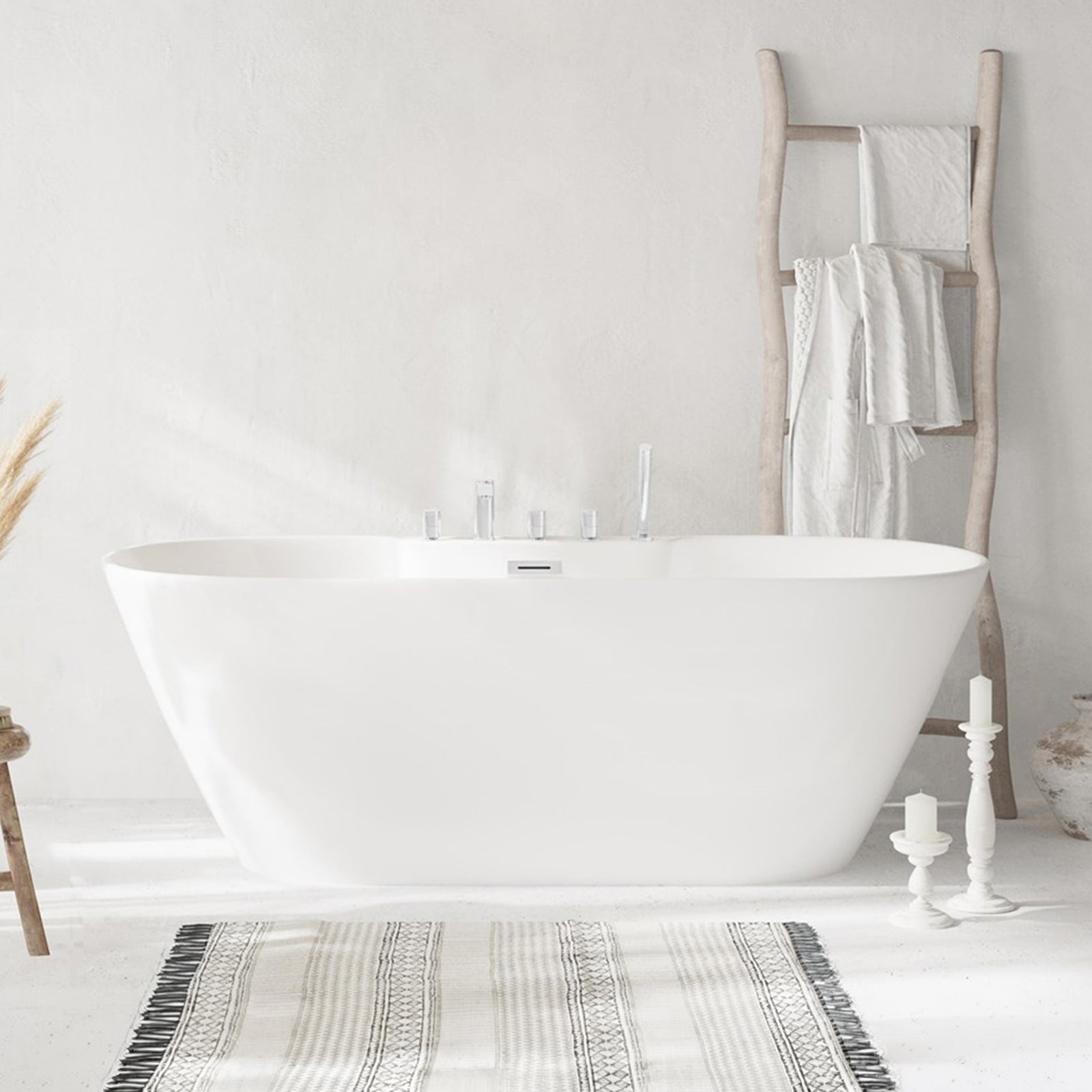67 Inch Bathtub In Glossy White With Chrome Trim Glossy White Finish - KITCHEN & BATH by Joshua Marshal