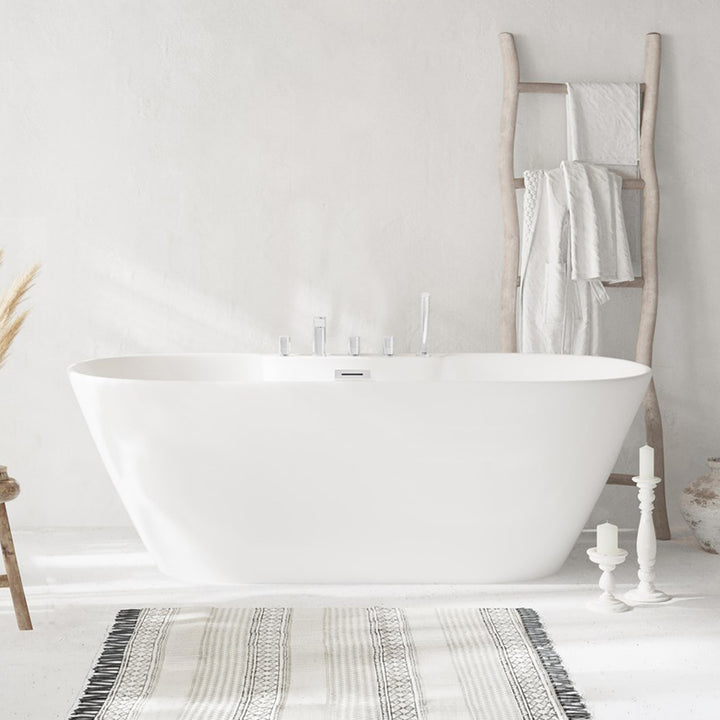 67 Inch Bathtub In Glossy White With Chrome Trim Glossy White Finish - KITCHEN & BATH by Joshua Marshal