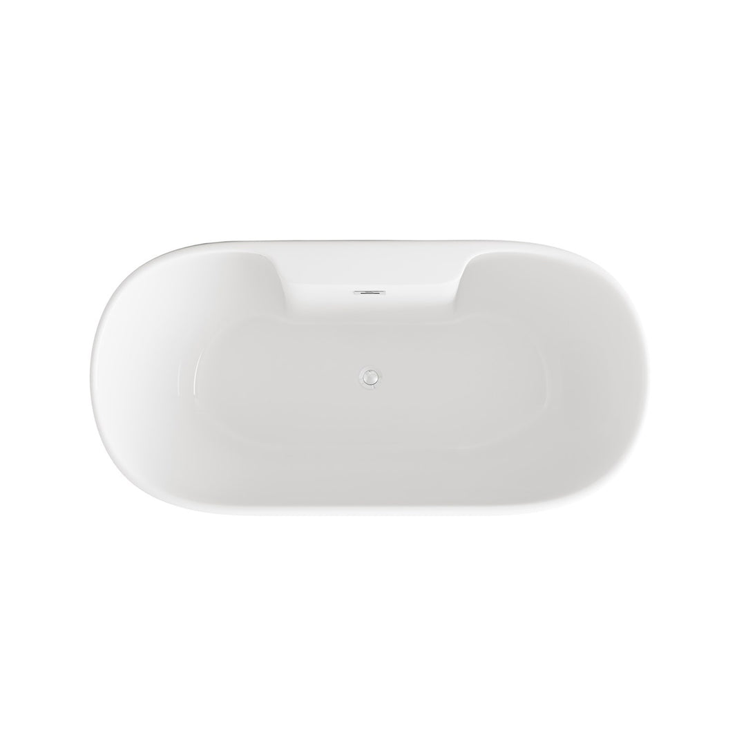 67 Inch Bathtub In Glossy White With Chrome Trim - View 4 - Joshua Marshal
