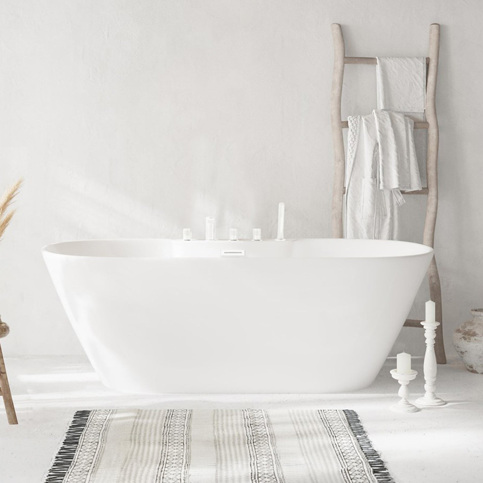 67 Inch Bathtub In Glossy White With Polished White Trim Glossy White Finish - KITCHEN & BATH by Joshua Marshal