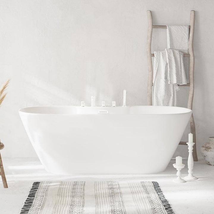 67 Inch Bathtub In Glossy White With Polished White Trim Glossy White Finish - KITCHEN & BATH by Joshua Marshal
