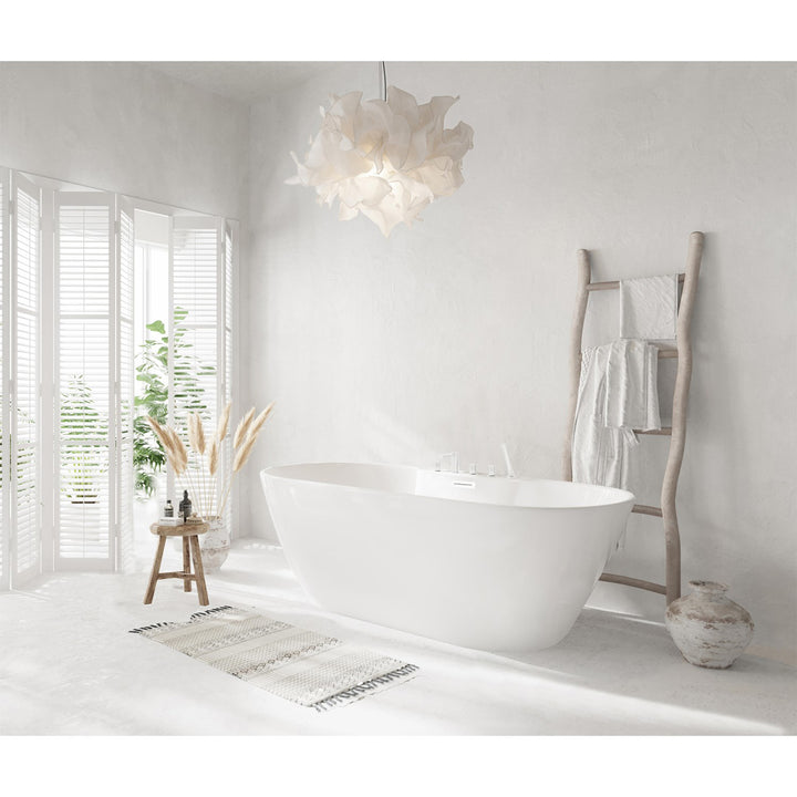 67 Inch Bathtub In Glossy White With Polished White Trim - View 2 - Joshua Marshal