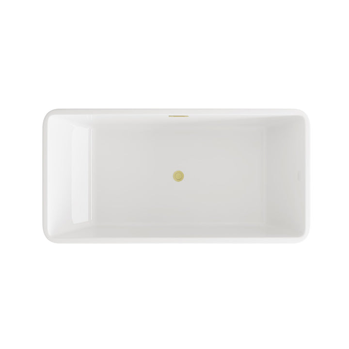 59 Inch Bathtub In Glossy White With Brushed Gold Trim - View 5 - Joshua Marshal