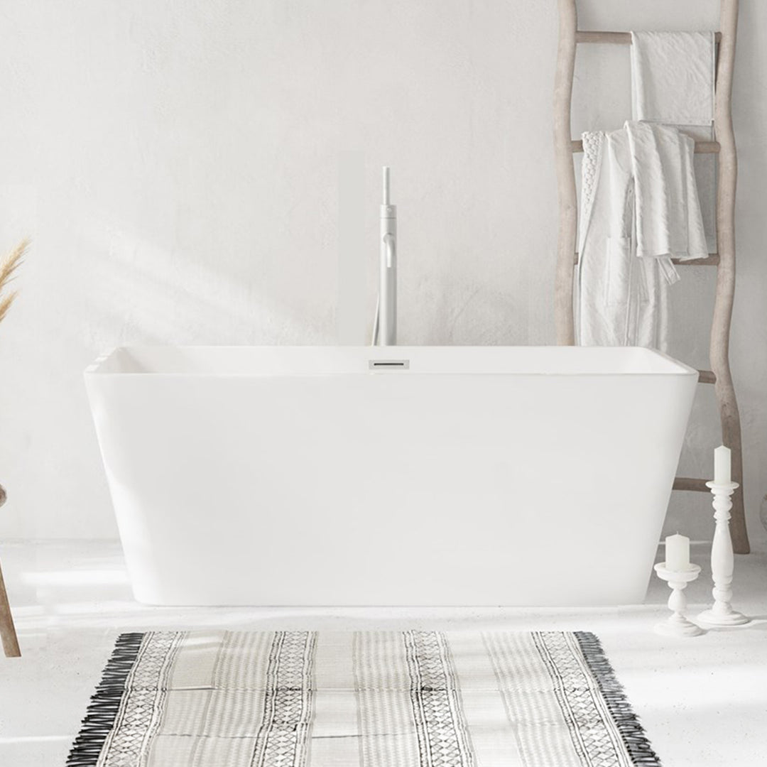 59 Inch Bathtub In Glossy White With Brushed Nickel Trim Glossy White Finish - KITCHEN & BATH by Joshua Marshal