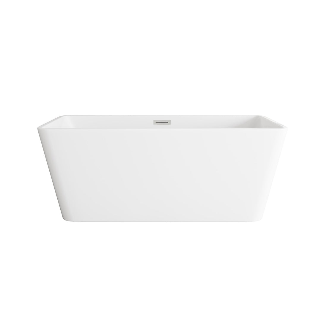 59 Inch Bathtub In Glossy White With Brushed Nickel Trim - View 3 - Joshua Marshal
