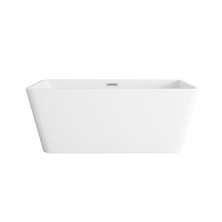 59 Inch Bathtub In Glossy White With Brushed Nickel Trim - View 3 - Joshua Marshal