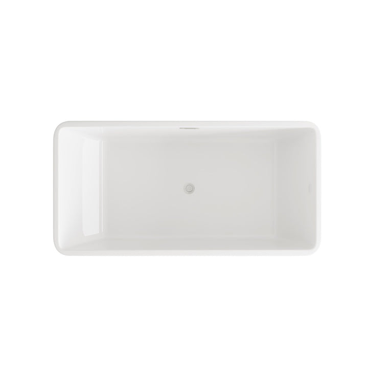 59 Inch Bathtub In Glossy White With Brushed Nickel Trim - View 5 - Joshua Marshal