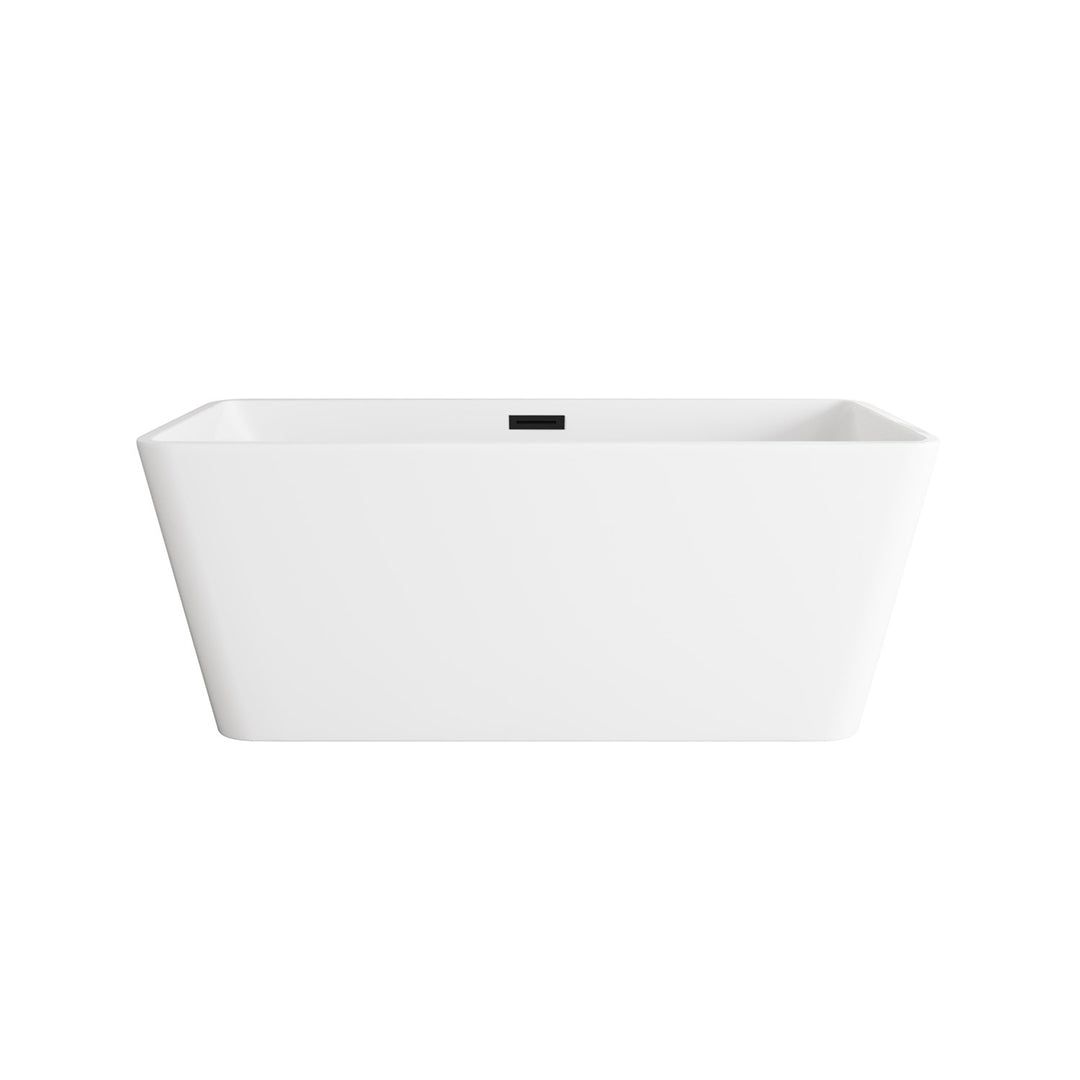 59 Inch Bathtub In Glossy White With Matte Black Trim - View 3 - Joshua Marshal