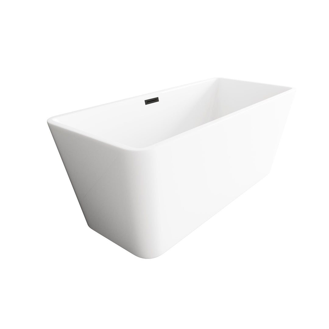 59 Inch Bathtub In Glossy White With Matte Black Trim - View 4 - Joshua Marshal