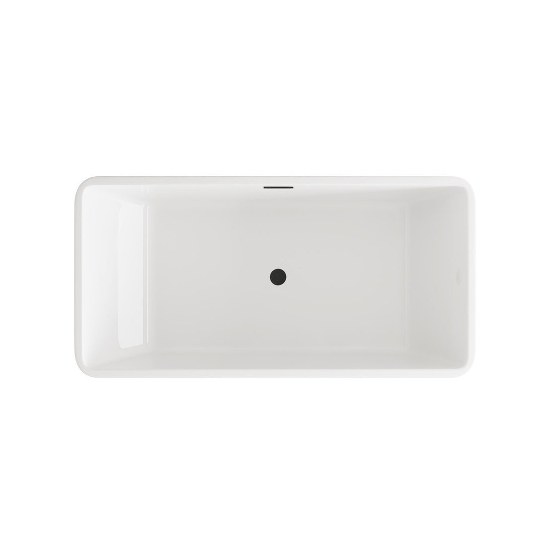 59 Inch Bathtub In Glossy White With Matte Black Trim - View 5 - Joshua Marshal