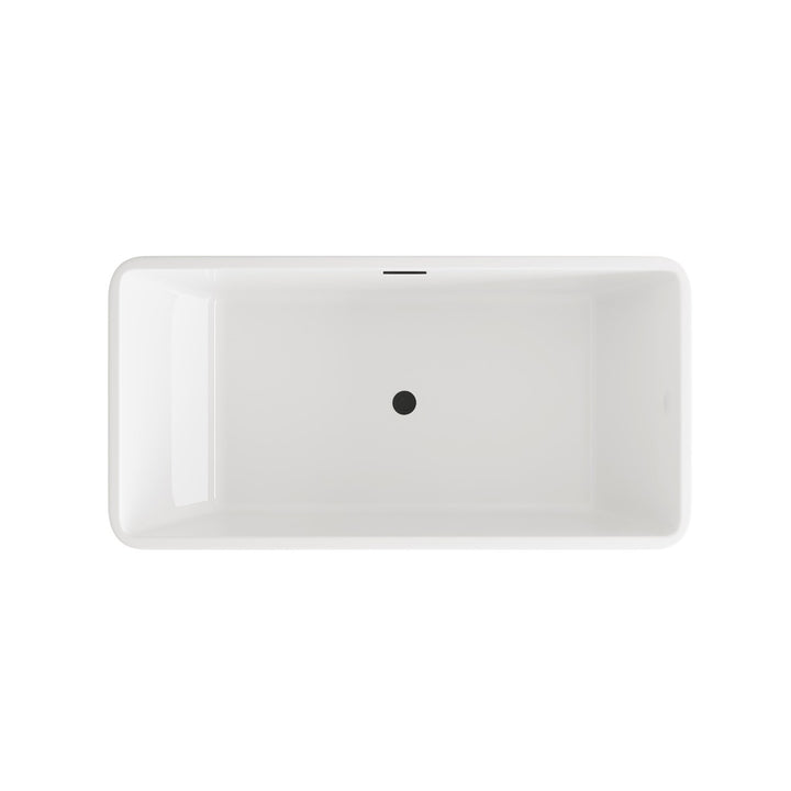59 Inch Bathtub In Glossy White With Matte Black Trim - View 5 - Joshua Marshal