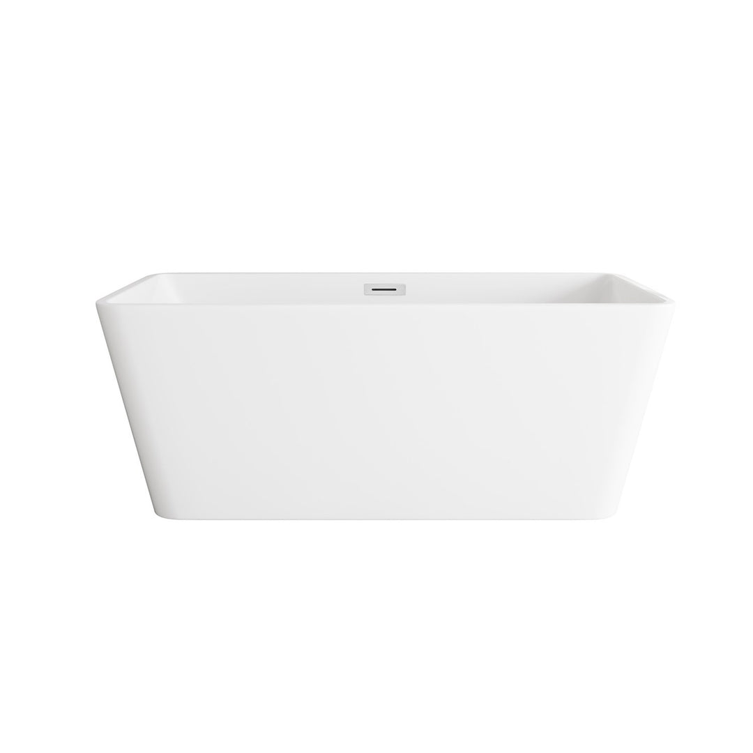 59 Inch Bathtub In Glossy White With Chrome Trim - View 3 - Joshua Marshal