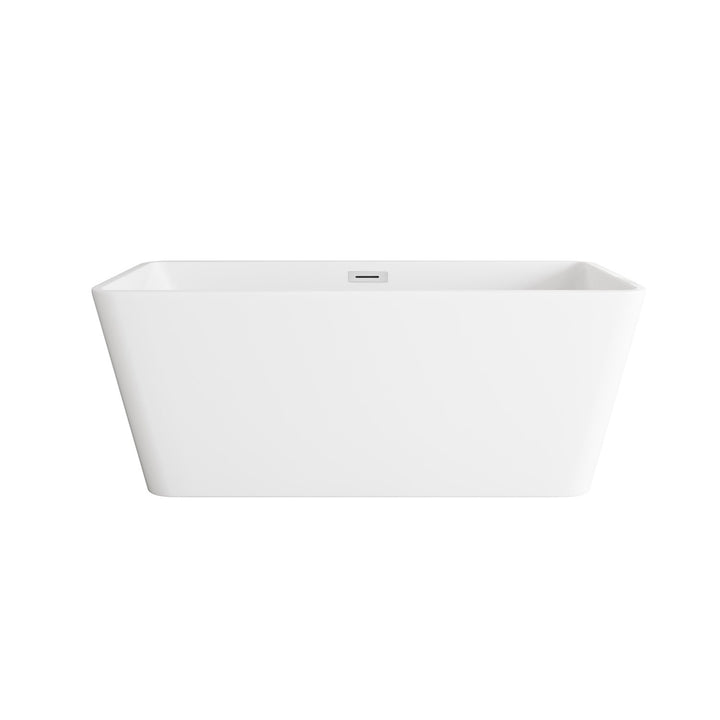 59 Inch Bathtub In Glossy White With Chrome Trim - View 3 - Joshua Marshal