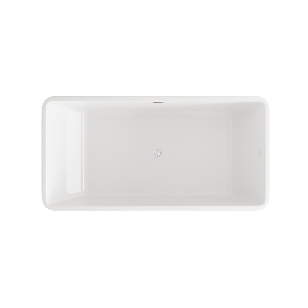 59 Inch Bathtub In Glossy White With Chrome Trim - View 5 - Joshua Marshal
