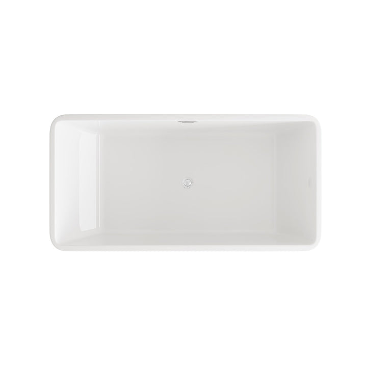 59 Inch Bathtub In Glossy White With Chrome Trim - View 5 - Joshua Marshal