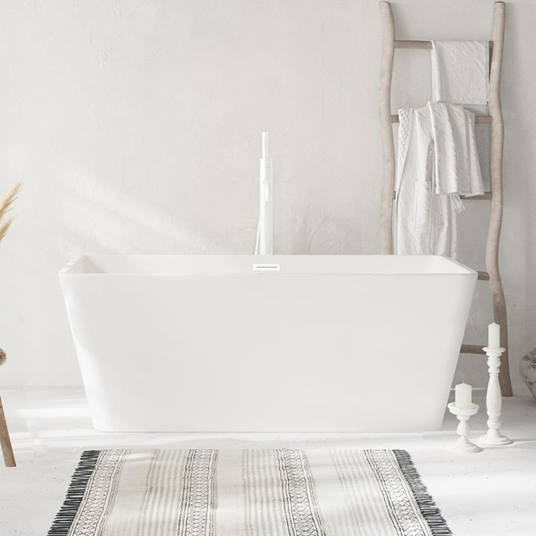 59 Inch Bathtub In Glossy White With Polished White Trim Glossy White Finish - KITCHEN & BATH by Joshua Marshal