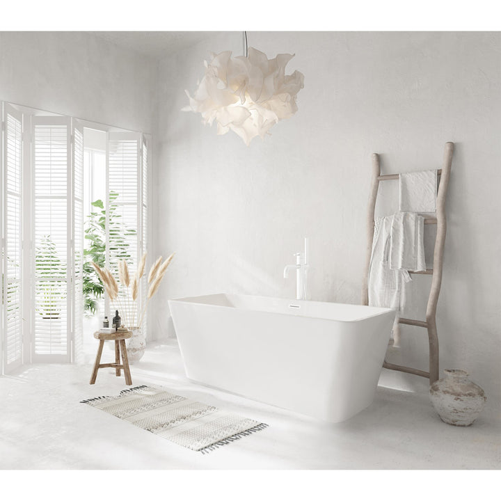 59 Inch Bathtub In Glossy White With Polished White Trim - View 2 - Joshua Marshal
