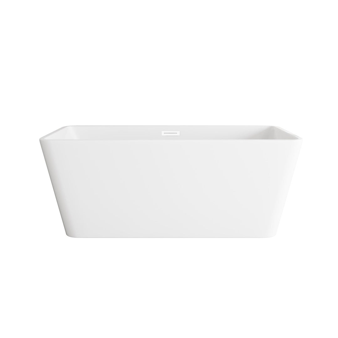 59 Inch Bathtub In Glossy White With Polished White Trim - View 3 - Joshua Marshal