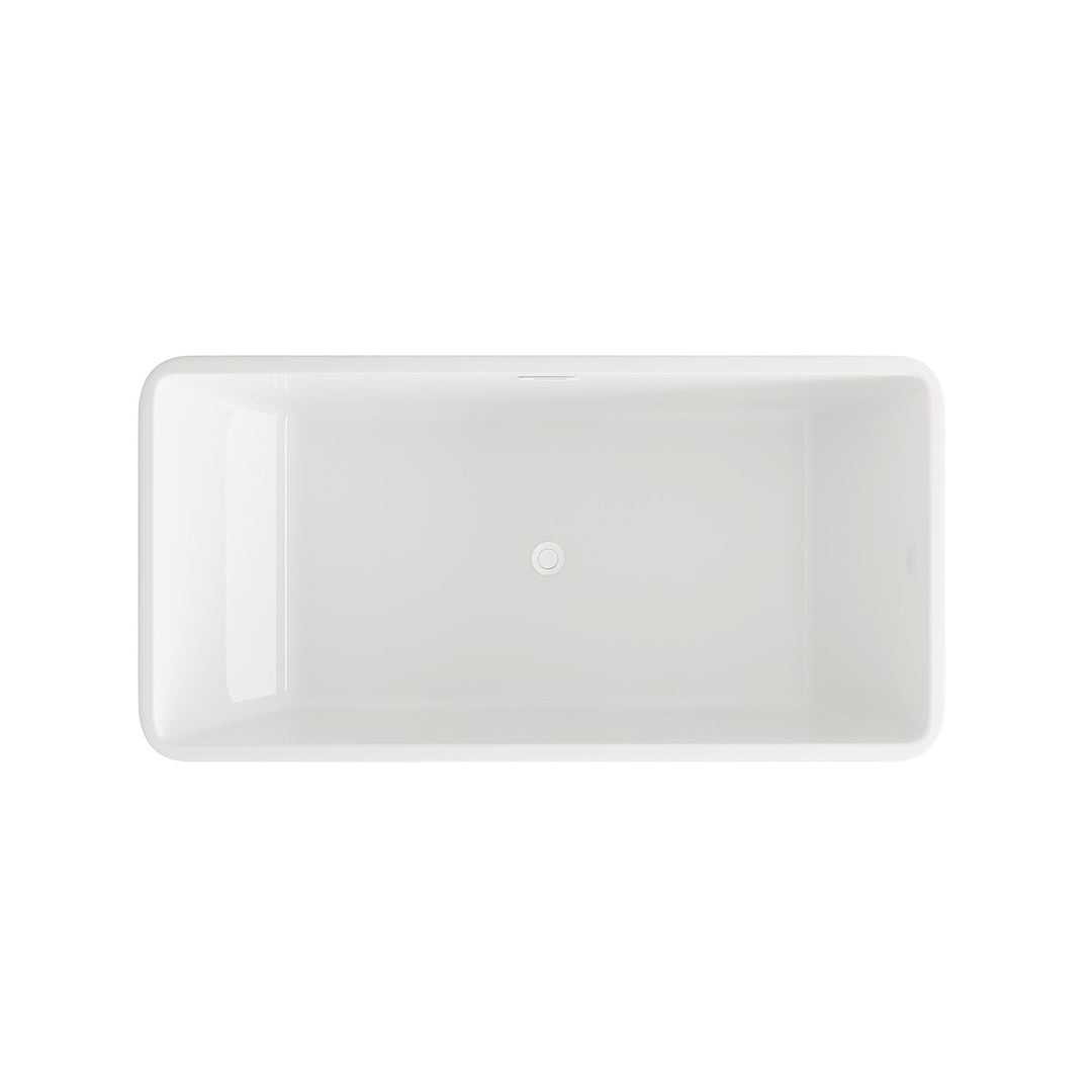 59 Inch Bathtub In Glossy White With Polished White Trim - View 4 - Joshua Marshal